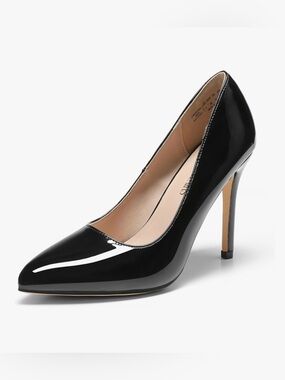 Dream Pairs Black Patent Pointed-Toe Stiletto